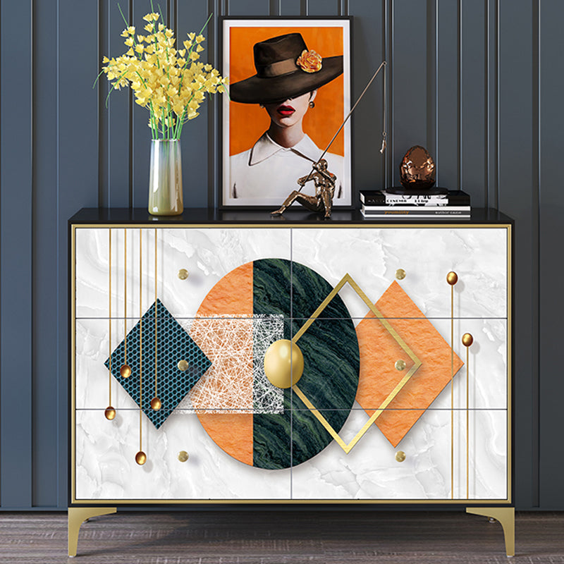 14.04-inch Width Classic Glam Storage Chest Solid Wood Storage Chest Dresser 47"L x 14"W x 35"H White-Gold Clearhalo 'Bedroom Furniture' 'Dressers & Chests' 'dressers_chests' 'furn' 'furn_dressers_chests' 'Furniture' 6432507