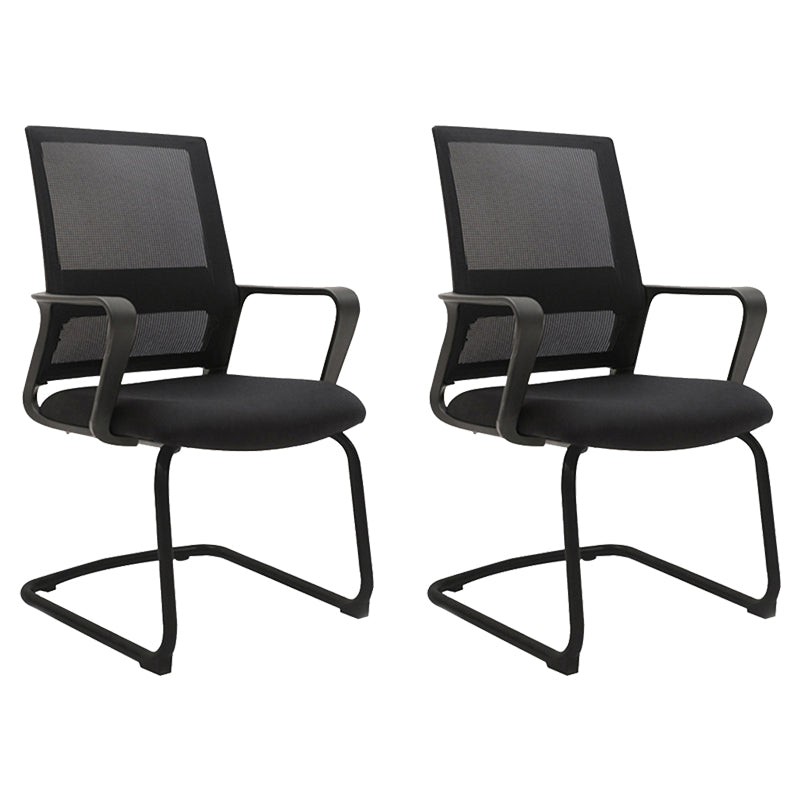 Modern Desk Chair Mesh Computer Chair Mid-Back Chair No Wheels 2 Piece Set Clearhalo 'furn' 'furn_office_chair' 'Furniture' 'Office Chairs' 'Office Furniture' 'office_chair' 6432665