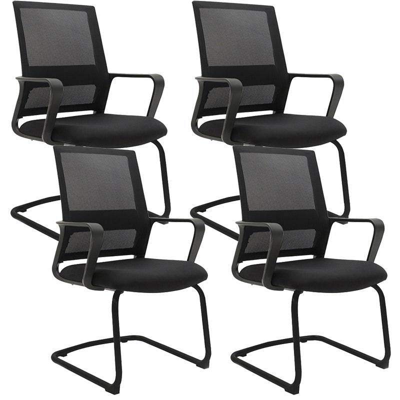 Modern Desk Chair Mesh Computer Chair Mid-Back Chair No Wheels 4 Piece Set Clearhalo 'furn' 'furn_office_chair' 'Furniture' 'Office Chairs' 'Office Furniture' 'office_chair' 6432667