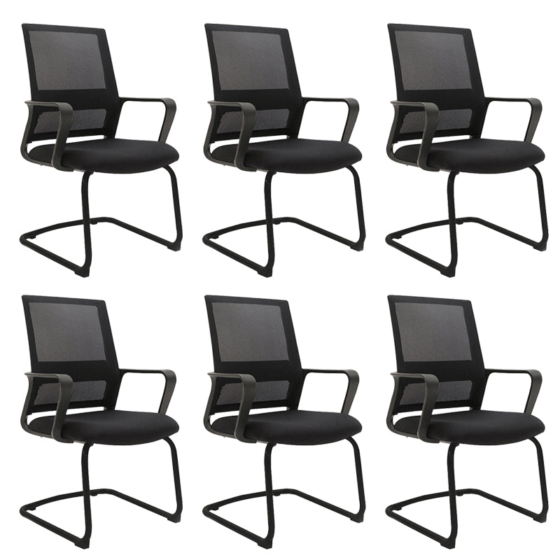Modern Desk Chair Mesh Computer Chair Mid-Back Chair No Wheels 6 Piece Set Clearhalo 'furn' 'furn_office_chair' 'Furniture' 'Office Chairs' 'Office Furniture' 'office_chair' 6432669