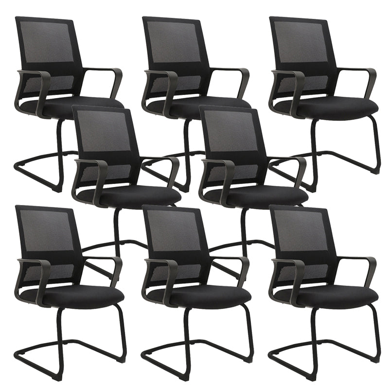 Modern Desk Chair Mesh Computer Chair Mid-Back Chair No Wheels 8 Piece Set Clearhalo 'furn' 'furn_office_chair' 'Furniture' 'Office Chairs' 'Office Furniture' 'office_chair' 6432671