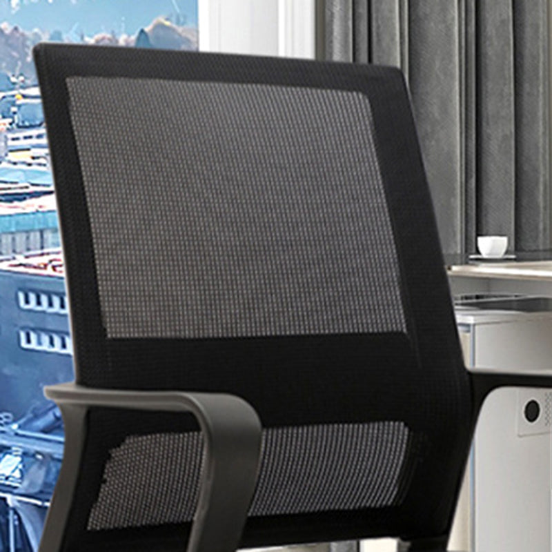 Modern Desk Chair Mesh Computer Chair Mid-Back Chair No Wheels Clearhalo 'furn' 'furn_office_chair' 'Furniture' 'Office Chairs' 'Office Furniture' 'office_chair' 6432673