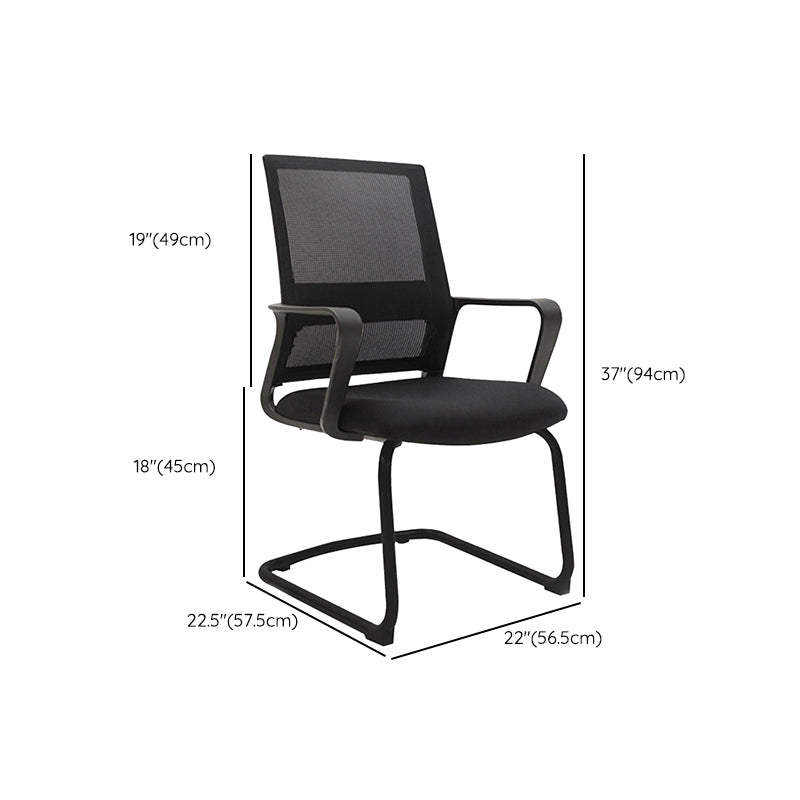 Modern Desk Chair Mesh Computer Chair Mid-Back Chair No Wheels Clearhalo 'furn' 'furn_office_chair' 'Furniture' 'Office Chairs' 'Office Furniture' 'office_chair' 6432674