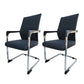 Modern Desk Chair Mesh Computer Chair in Black Mid-Back Chair No Wheels 2 Piece Set Clearhalo 'furn' 'furn_office_chair' 'Furniture' 'Office Chairs' 'Office Furniture' 'office_chair' 6432676