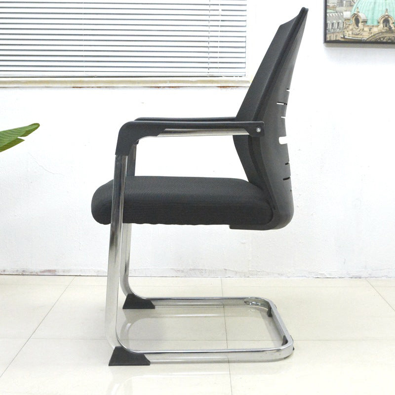 Modern Desk Chair Mesh Computer Chair in Black Mid-Back Chair No Wheels Clearhalo 'furn' 'furn_office_chair' 'Furniture' 'Office Chairs' 'Office Furniture' 'office_chair' 6432677