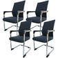 Modern Desk Chair Mesh Computer Chair in Black Mid-Back Chair No Wheels 4 Piece Set Clearhalo 'furn' 'furn_office_chair' 'Furniture' 'Office Chairs' 'Office Furniture' 'office_chair' 6432678