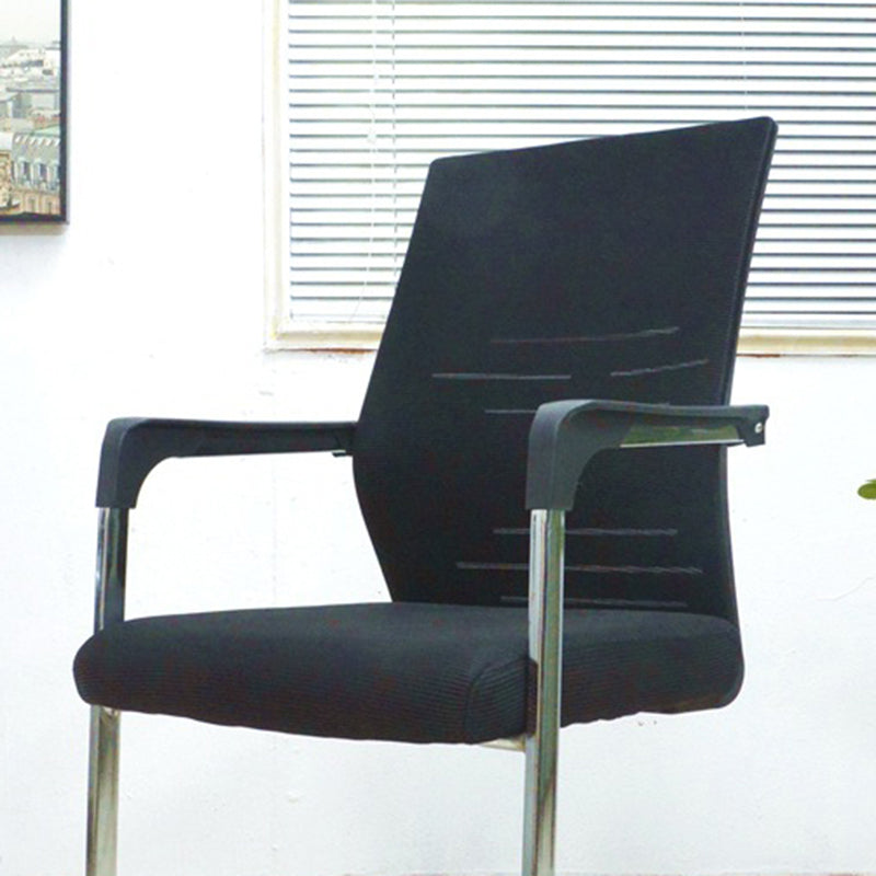 Modern Desk Chair Mesh Computer Chair in Black Mid-Back Chair No Wheels Clearhalo 'furn' 'furn_office_chair' 'Furniture' 'Office Chairs' 'Office Furniture' 'office_chair' 6432681