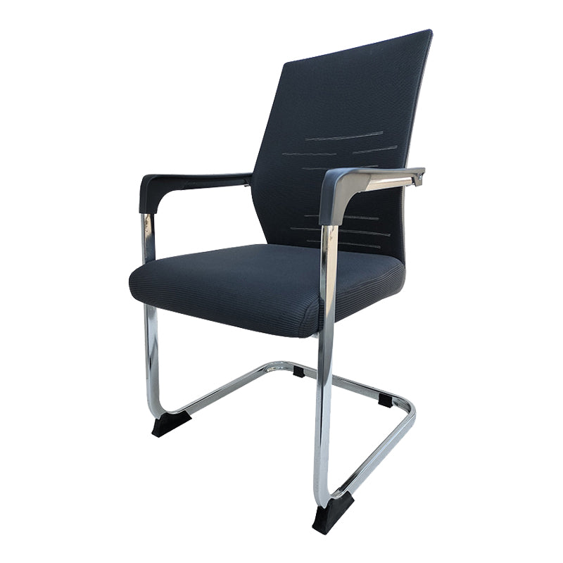 Modern Desk Chair Mesh Computer Chair in Black Mid-Back Chair No Wheels Clearhalo 'furn' 'furn_office_chair' 'Furniture' 'Office Chairs' 'Office Furniture' 'office_chair' 6432683