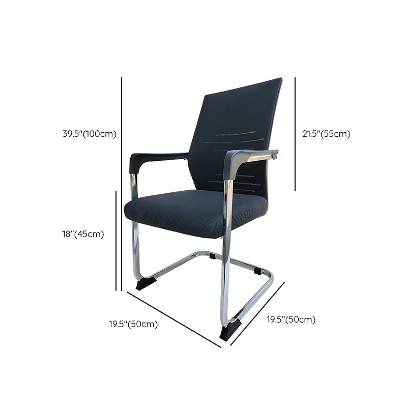 Modern Desk Chair Mesh Computer Chair in Black Mid-Back Chair No Wheels Clearhalo 'furn' 'furn_office_chair' 'Furniture' 'Office Chairs' 'Office Furniture' 'office_chair' 6432686