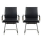 Modern Desk Chair Leather Computer Chair Mid-Back Chair with Wheels/No Wheels Black 2 Piece Set Clearhalo 'furn' 'furn_office_chair' 'Furniture' 'Office Chairs' 'Office Furniture' 'office_chair' 6432708