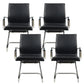 Modern Desk Chair Leather Computer Chair Mid-Back Chair with Wheels/No Wheels Black 4 Piece Set Clearhalo 'furn' 'furn_office_chair' 'Furniture' 'Office Chairs' 'Office Furniture' 'office_chair' 6432709