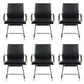 Modern Desk Chair Leather Computer Chair Mid-Back Chair with Wheels/No Wheels Black 6 Piece Set Clearhalo 'furn' 'furn_office_chair' 'Furniture' 'Office Chairs' 'Office Furniture' 'office_chair' 6432711