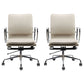 Modern Desk Chair Leather Computer Chair Mid-Back Chair with Wheels/No Wheels Off-White 2 Piece Set Clearhalo 'furn' 'furn_office_chair' 'Furniture' 'Office Chairs' 'Office Furniture' 'office_chair' 6432716