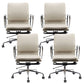 Modern Desk Chair Leather Computer Chair Mid-Back Chair with Wheels/No Wheels Off-White 4 Piece Set Clearhalo 'furn' 'furn_office_chair' 'Furniture' 'Office Chairs' 'Office Furniture' 'office_chair' 6432718