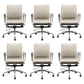 Modern Desk Chair Leather Computer Chair Mid-Back Chair with Wheels/No Wheels Off-White 6 Piece Set Clearhalo 'furn' 'furn_office_chair' 'Furniture' 'Office Chairs' 'Office Furniture' 'office_chair' 6432719