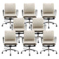 Modern Desk Chair Leather Computer Chair Mid-Back Chair with Wheels/No Wheels Off-White 8 Piece Set Clearhalo 'furn' 'furn_office_chair' 'Furniture' 'Office Chairs' 'Office Furniture' 'office_chair' 6432720