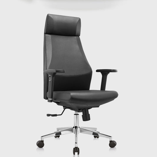 Modern Desk Chair Leather Computer Chair in Black/Gray High-Back Chair with Wheels Clearhalo 'furn' 'furn_office_chair' 'Furniture' 'Office Chairs' 'Office Furniture' 'office_chair' 6432722