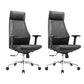 Modern Desk Chair Leather Computer Chair in Black/Gray High-Back Chair with Wheels Black 2 Piece Set Clearhalo 'furn' 'furn_office_chair' 'Furniture' 'Office Chairs' 'Office Furniture' 'office_chair' 6432724
