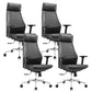 Modern Desk Chair Leather Computer Chair in Black/Gray High-Back Chair with Wheels Black 4 Piece Set Clearhalo 'furn' 'furn_office_chair' 'Furniture' 'Office Chairs' 'Office Furniture' 'office_chair' 6432726