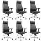 Modern Desk Chair Leather Computer Chair in Black/Gray High-Back Chair with Wheels Black 6 Piece Set Clearhalo 'furn' 'furn_office_chair' 'Furniture' 'Office Chairs' 'Office Furniture' 'office_chair' 6432728