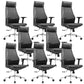 Modern Desk Chair Leather Computer Chair in Black/Gray High-Back Chair with Wheels Black 8 Piece Set Clearhalo 'furn' 'furn_office_chair' 'Furniture' 'Office Chairs' 'Office Furniture' 'office_chair' 6432730