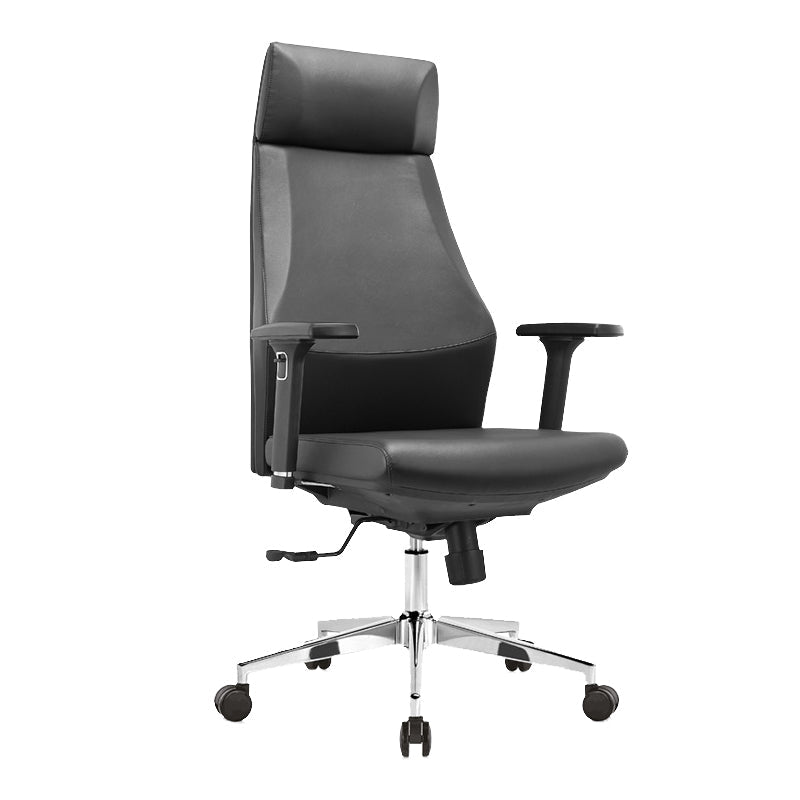 Modern Desk Chair Leather Computer Chair in Black/Gray High-Back Chair with Wheels Clearhalo 'furn' 'furn_office_chair' 'Furniture' 'Office Chairs' 'Office Furniture' 'office_chair' 6432731
