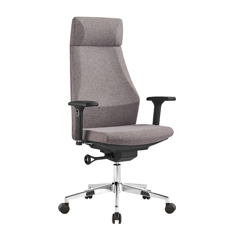 Modern Desk Chair Leather Computer Chair in Black/Gray High-Back Chair with Wheels Grey 1 Piece Clearhalo 'furn' 'furn_office_chair' 'Furniture' 'Office Chairs' 'Office Furniture' 'office_chair' 6432732