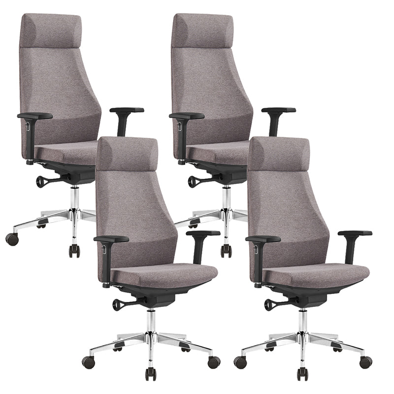 Modern Desk Chair Leather Computer Chair in Black/Gray High-Back Chair with Wheels Grey 4 Piece Set Clearhalo 'furn' 'furn_office_chair' 'Furniture' 'Office Chairs' 'Office Furniture' 'office_chair' 6432734