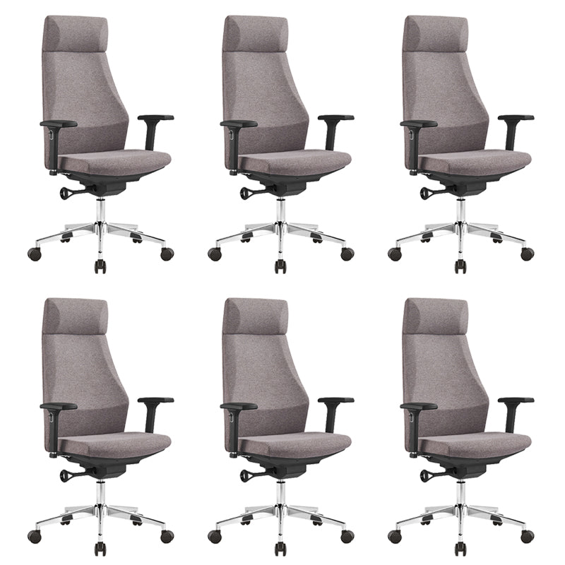 Modern Desk Chair Leather Computer Chair in Black/Gray High-Back Chair with Wheels Grey 6 Piece Set Clearhalo 'furn' 'furn_office_chair' 'Furniture' 'Office Chairs' 'Office Furniture' 'office_chair' 6432735