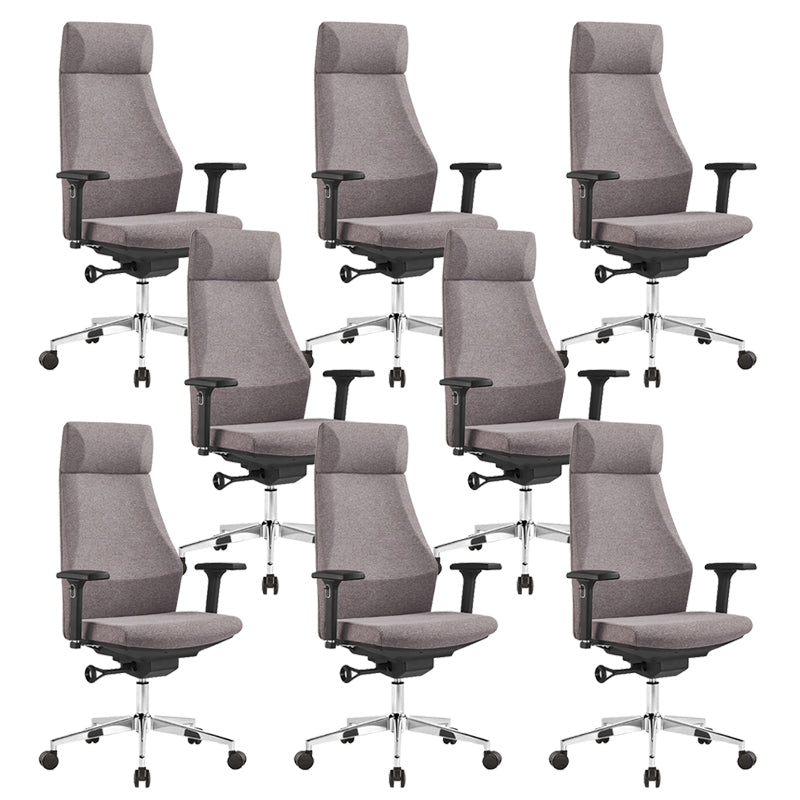 Modern Desk Chair Leather Computer Chair in Black/Gray High-Back Chair with Wheels Grey 8 Piece Set Clearhalo 'furn' 'furn_office_chair' 'Furniture' 'Office Chairs' 'Office Furniture' 'office_chair' 6432736