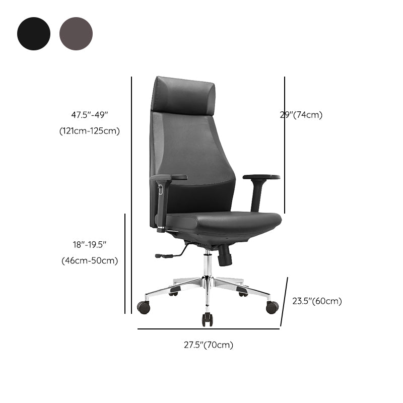 Modern Desk Chair Leather Computer Chair in Black/Gray High-Back Chair with Wheels Clearhalo 'furn' 'furn_office_chair' 'Furniture' 'Office Chairs' 'Office Furniture' 'office_chair' 6432737