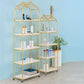 Glam Antique Finish Shelf Bookcase Metal Standard Bookshelf with Rectangular Shelves