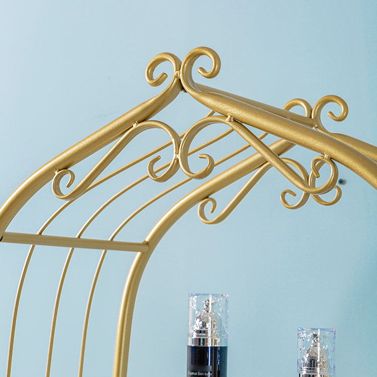 Glam Antique Finish Shelf Bookcase Metal Standard Bookshelf with Rectangular Shelves