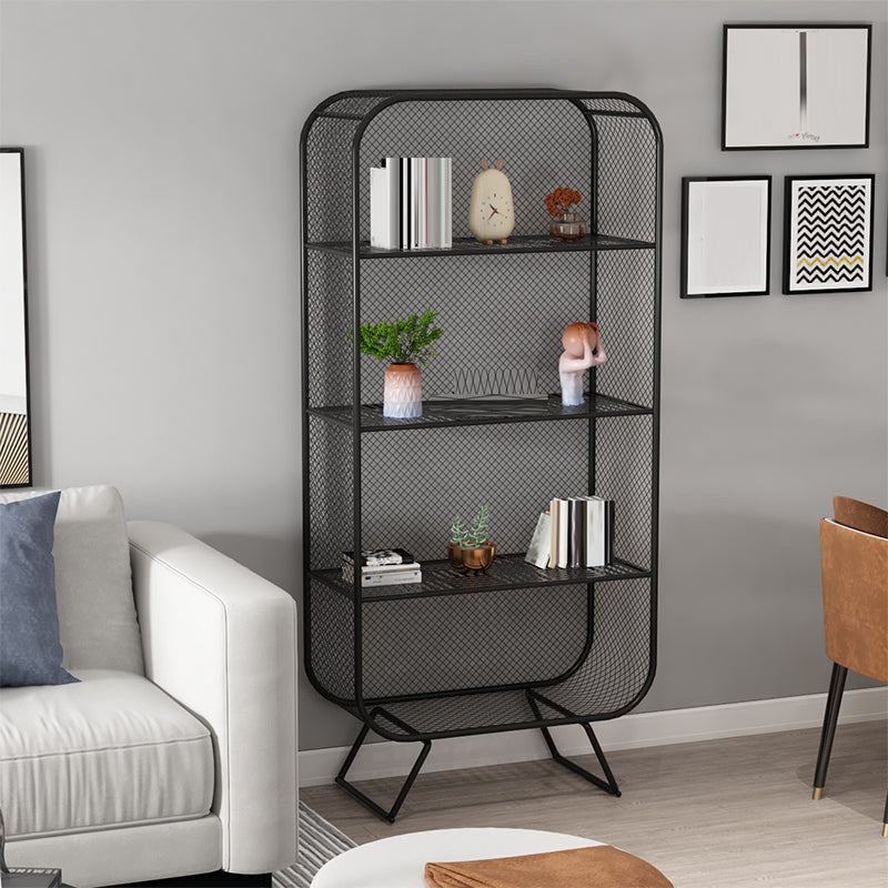 Industrial Standard Bookcase Metal 3 Shelves Closed Back Bookshelf Black Clearhalo 'Bookcases' 'furn' 'furn_bookcases' 'Furniture' 'Office Furniture' 6432781