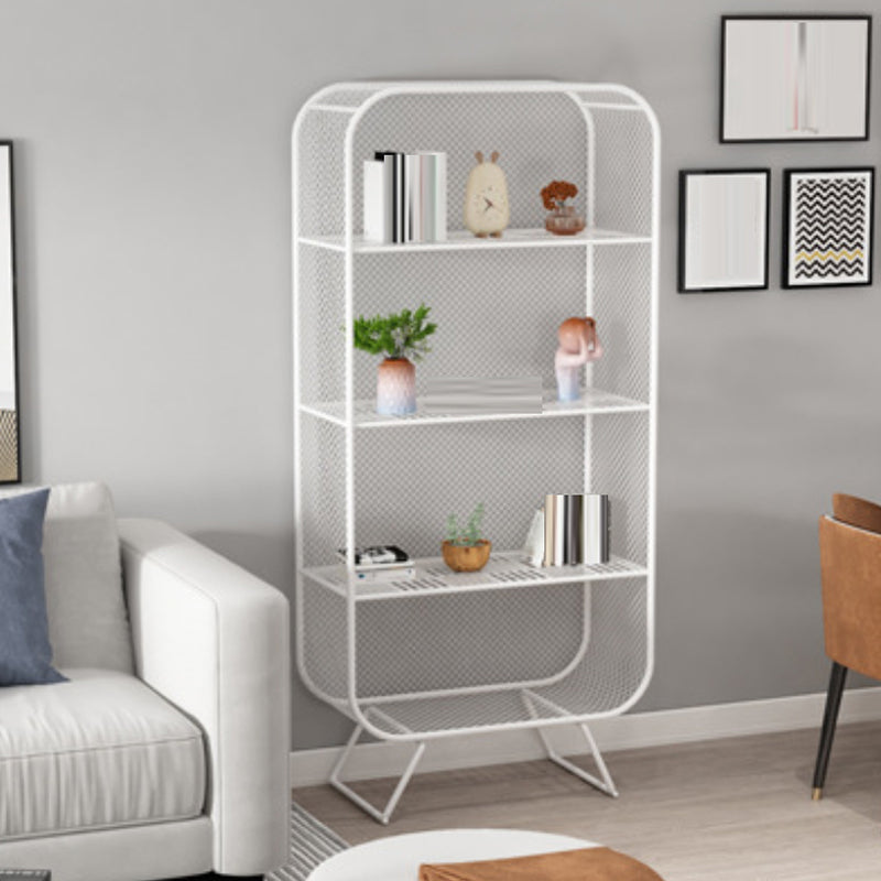 Industrial Standard Bookcase Metal 3 Shelves Closed Back Bookshelf White Clearhalo 'Bookcases' 'furn' 'furn_bookcases' 'Furniture' 'Office Furniture' 6432784