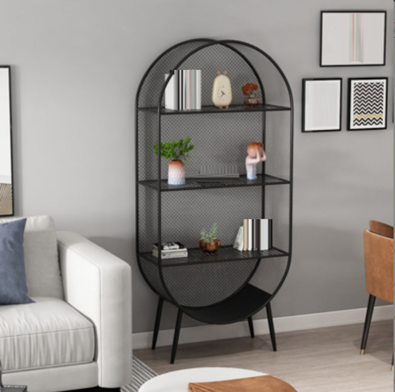 Industrial Standard Bookcase Metal 3 Shelves Closed Back Bookshelf Gloss Black Clearhalo 'Bookcases' 'furn' 'furn_bookcases' 'Furniture' 'Office Furniture' 6432786