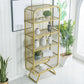 Glam Antique Finish Bookcase Metal Standard Bookshelf with Rectangular Shelves
