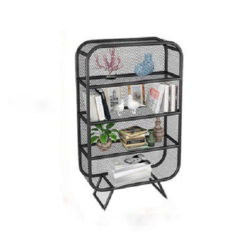 Glam Antique Finish Bookcase Metal Standard Bookshelf with Rectangular Shelves