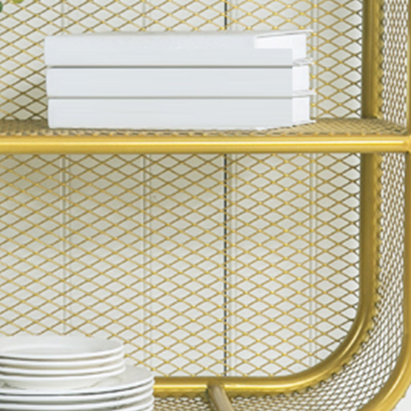 Glam Antique Finish Bookcase Metal Standard Bookshelf with Rectangular Shelves