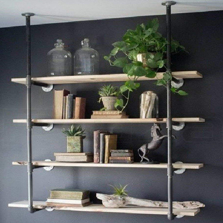 Metal and Wooden Shelf Bookcase Wall Mounted Shelves Included Bookshelf for Home