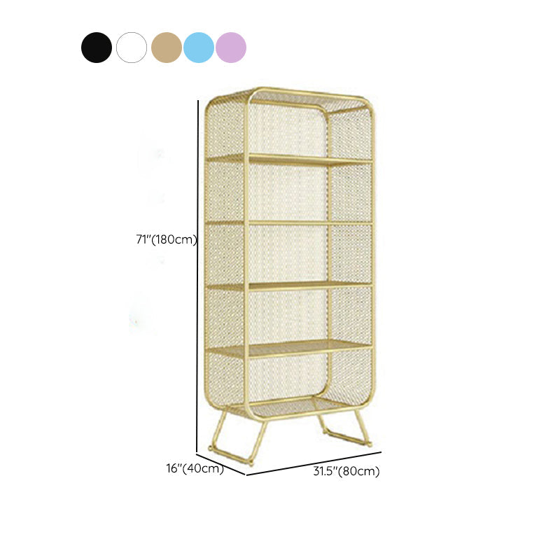 Scandinavian Antique Finish Shelf Bookcase Metal Standard Bookshelf