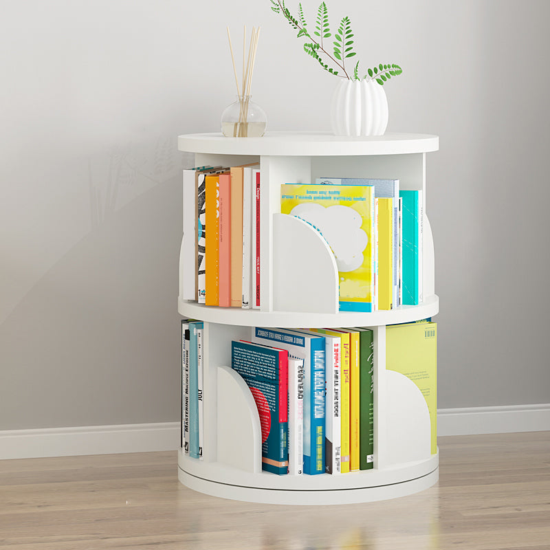 Modern Wooden Rotatable Storage Bookshelf Home Round Bookcase
