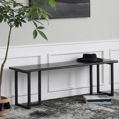 Mid-Century Modern Solid Wood Bench Rectangle Seating Bench in Black with Legs 67"L x 14"W x 18"H Clearhalo 'Benches' 'Chairs & Seating' 'furn' 'furn_benches' 'Furniture' 'Living Room Furniture' 6433070