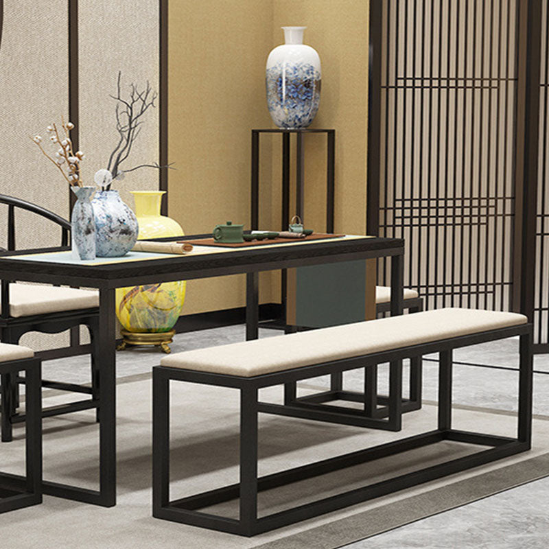 Contemporary Upholstered Bench Home Seating Bench with Black Legs Clearhalo 'Benches' 'Chairs & Seating' 'furn' 'furn_benches' 'Furniture' 'Living Room Furniture' 6433105