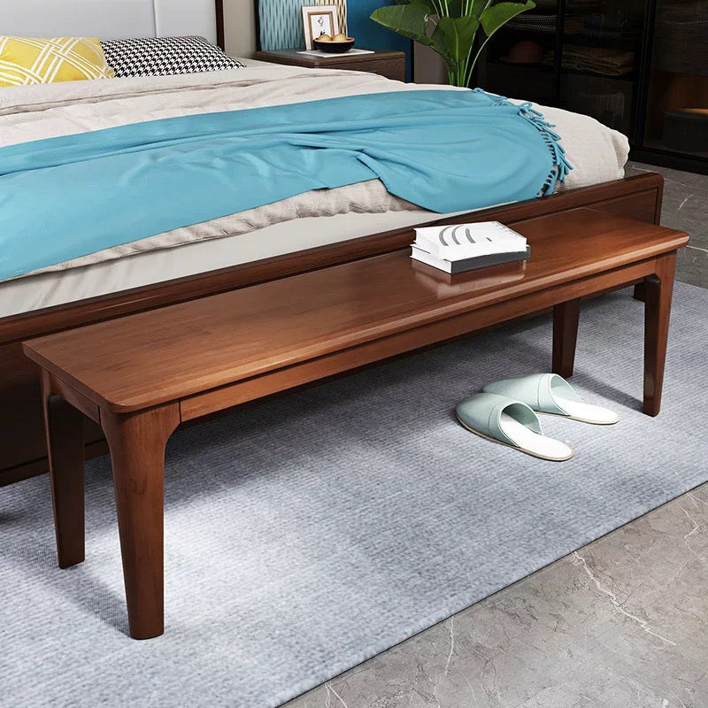 14.04-inch Width Seating Bench Mid-Century Modern Solid Wood Bedroom Bench 47"L x 14"W x 18"H Nut-Brown Clearhalo 'Benches' 'Chairs & Seating' 'furn' 'furn_benches' 'Furniture' 'Living Room Furniture' 6433113