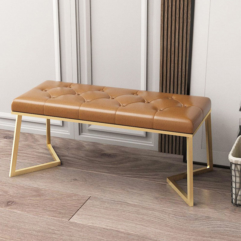 Mid-Century Modern Upholstered Bench Rectangle Bedroom Seating Bench with Legs 31.5"L x 16"W x 16.5"H Brown Clearhalo 'Benches' 'Chairs & Seating' 'furn' 'furn_benches' 'Furniture' 'Living Room Furniture' 6433127