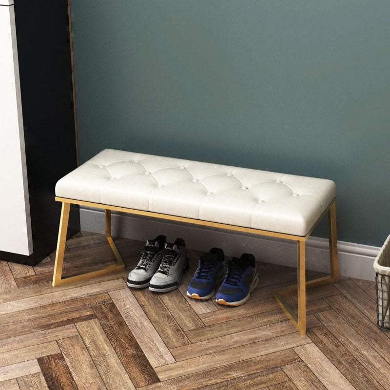 Mid-Century Modern Upholstered Bench Rectangle Bedroom Seating Bench with Legs White Clearhalo 'Benches' 'Chairs & Seating' 'furn' 'furn_benches' 'Furniture' 'Living Room Furniture' 6433130