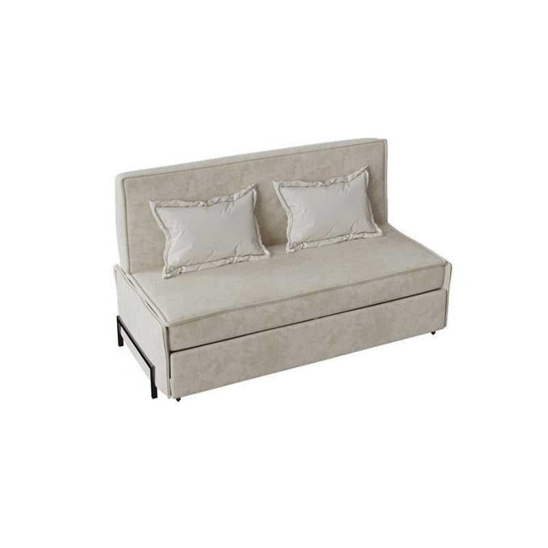 Pillow Included Sofa Futon Armless Cushion Back Sleeper Sofa Beige Clearhalo 'furn' 'furn_futons' 'Furniture' 'Futons & Daybeds' 'Futons' 'Living Room Furniture' 6433270