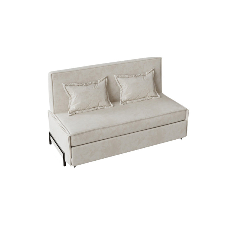 Pillow Included Sofa Futon Armless Cushion Back Sleeper Sofa Off-White Clearhalo 'furn' 'furn_futons' 'Furniture' 'Futons & Daybeds' 'Futons' 'Living Room Furniture' 6433272