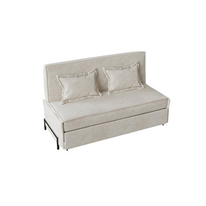 Pillow Included Sofa Futon Armless Cushion Back Sleeper Sofa Off-White Clearhalo 'furn' 'furn_futons' 'Furniture' 'Futons & Daybeds' 'Futons' 'Living Room Furniture' 6433272